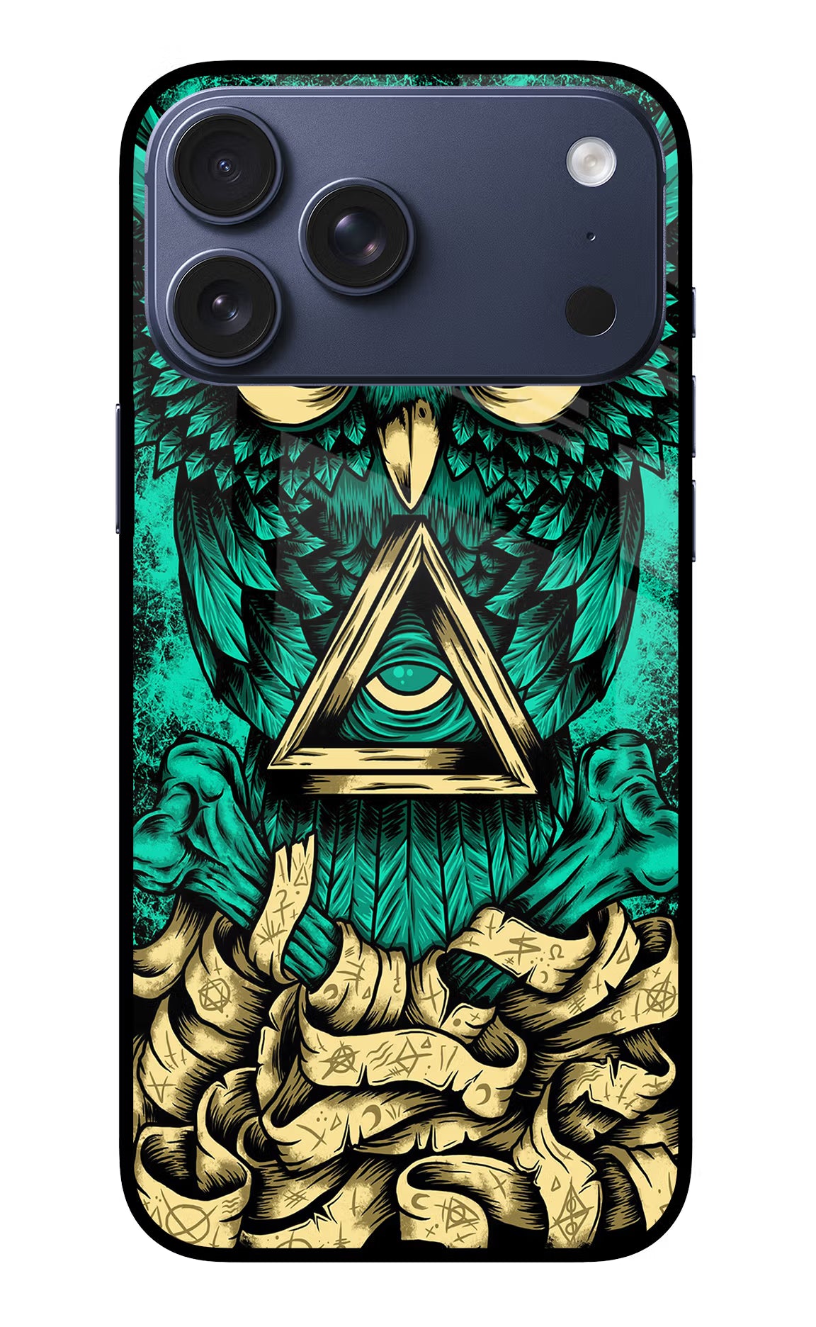 Green Owl iPhone 17 Pro Max Glass Case Back Cover by Casekaro