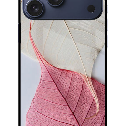 White Pink Leaf iPhone 17 Pro Max Glass Case