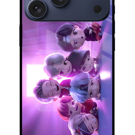 BTS Chibi iPhone 17 Pro Max Glass Case