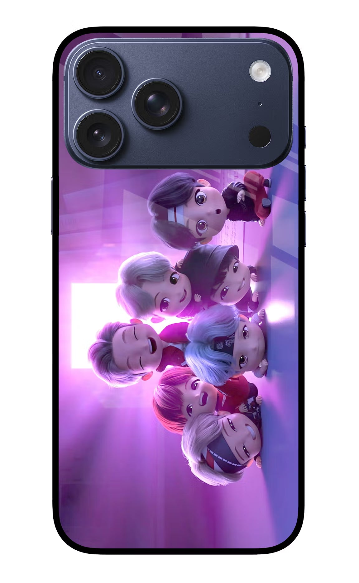 BTS Chibi iPhone 17 Pro Max Glass Case Back Cover by Casekaro