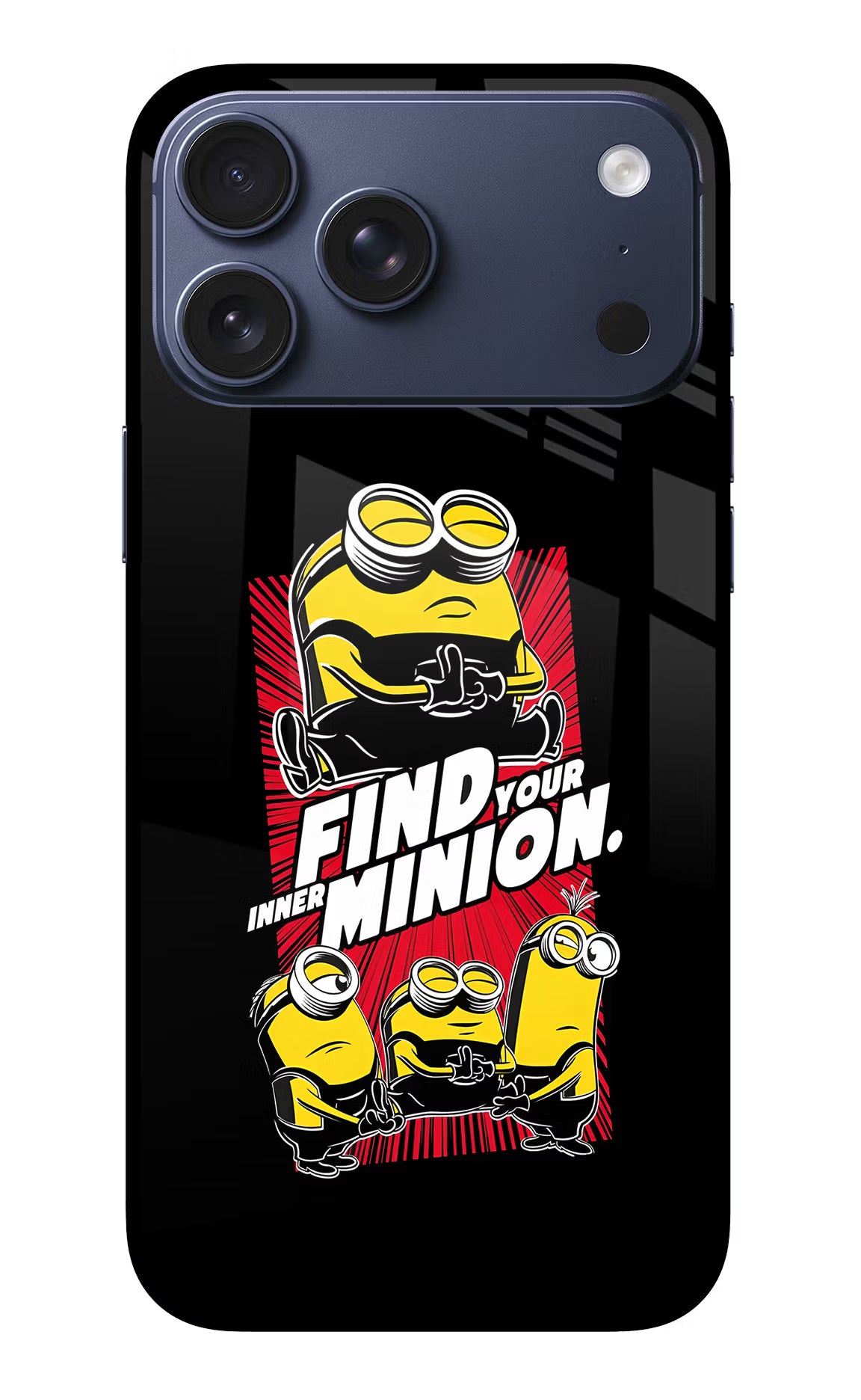 Find your inner Minion iPhone 17 Pro Max Glass Case Back Cover by Casekaro