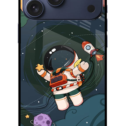 Cartoon Astronaut iPhone 17 Pro Max Glass Case