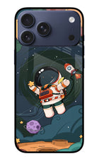 Cartoon Astronaut iPhone 17 Pro Max Glass Case