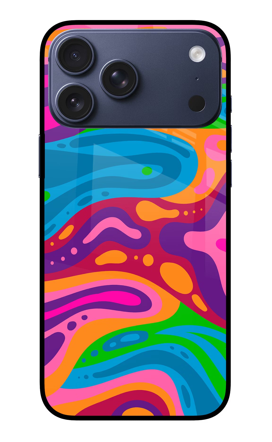 Trippy Pattern iPhone 17 Pro Max Glass Case Back Cover by Casekaro