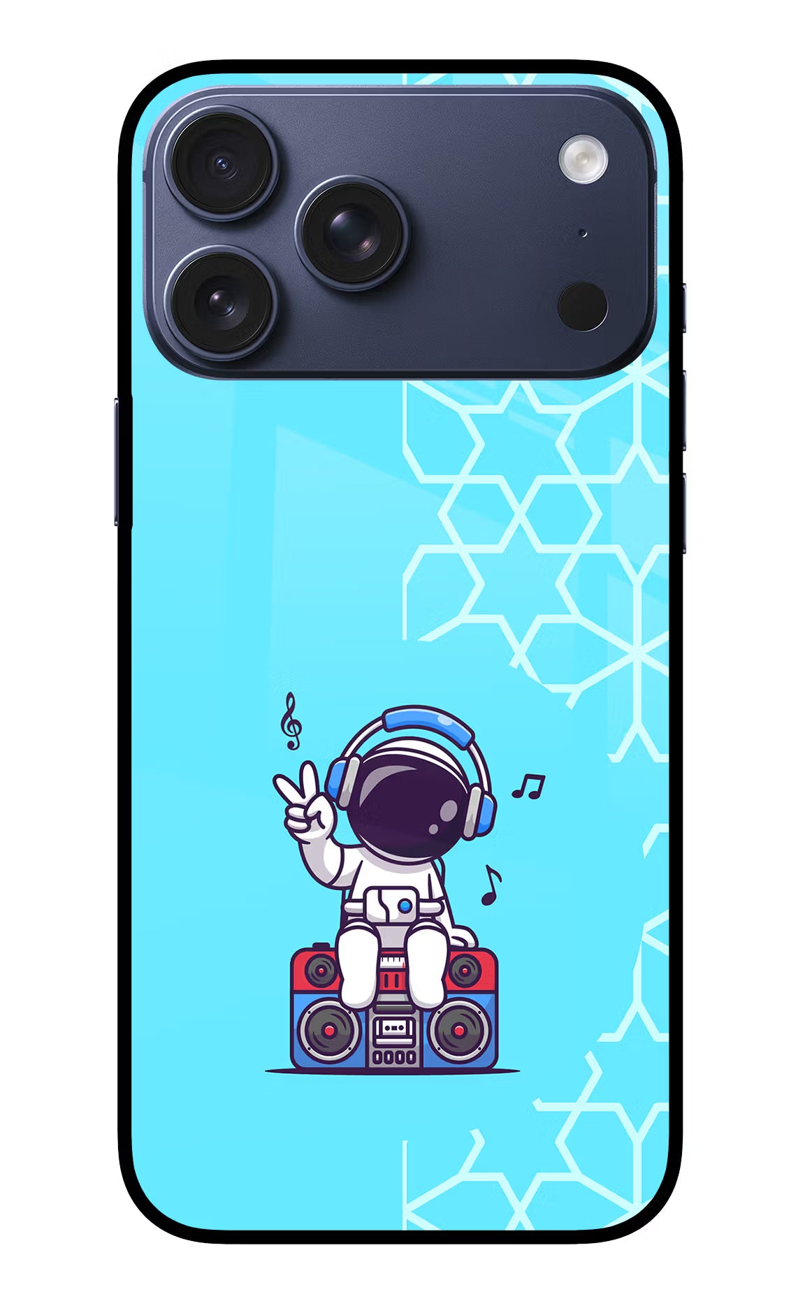 Cute Astronaut Chilling iPhone 17 Pro Max Glass Case Back Cover by Casekaro