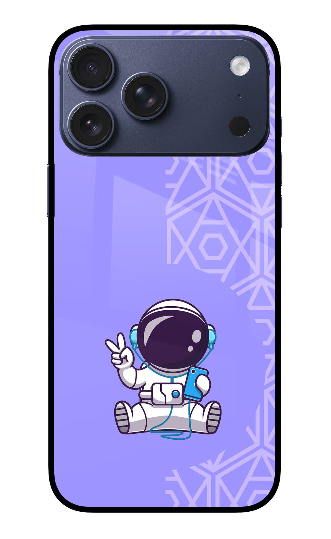 Cute Astronaut Chilling iPhone 17 Pro Max Glass Case Back Cover by Casekaro