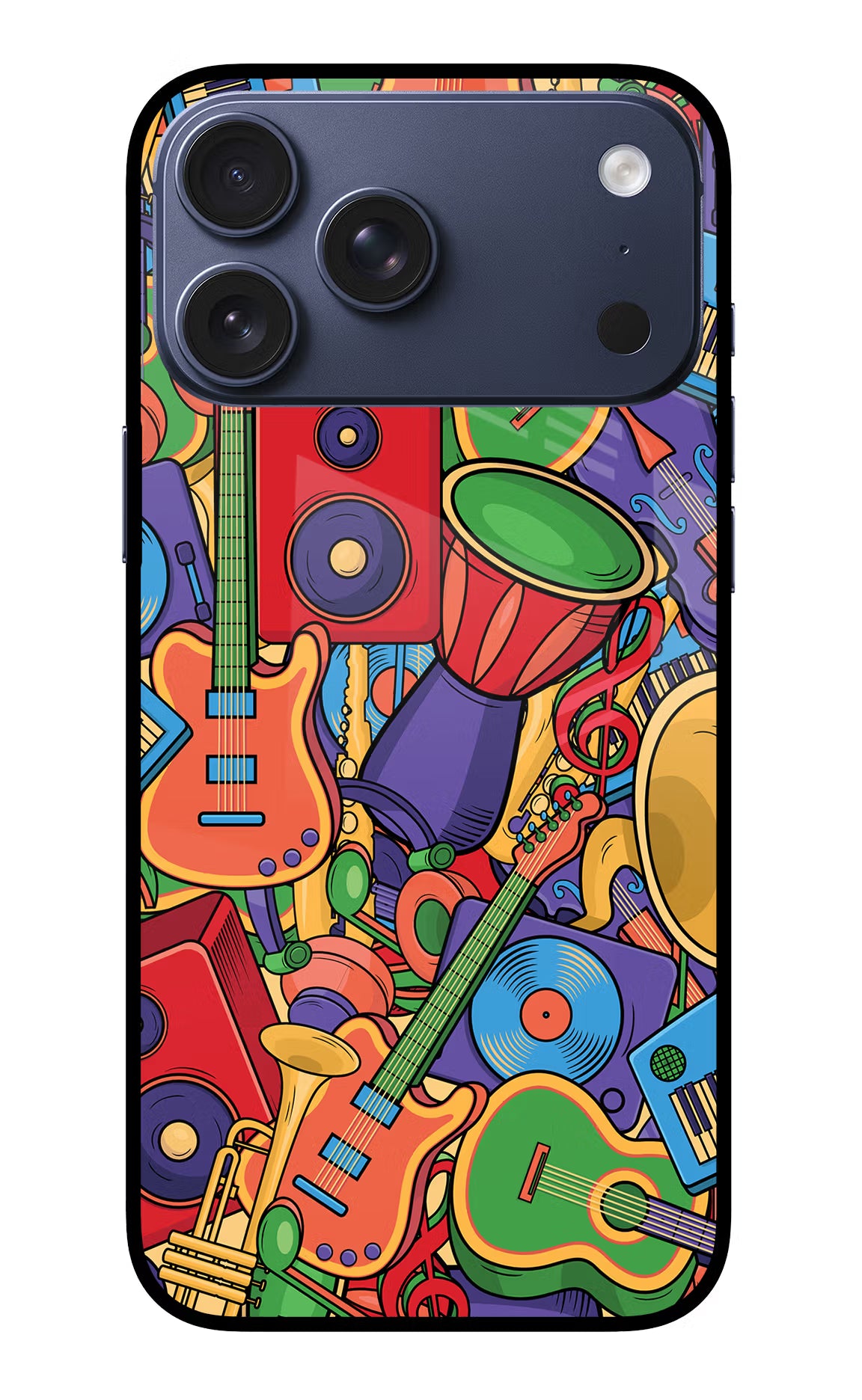 Music Instrument Doodle iPhone 17 Pro Max Glass Case Back Cover by Casekaro