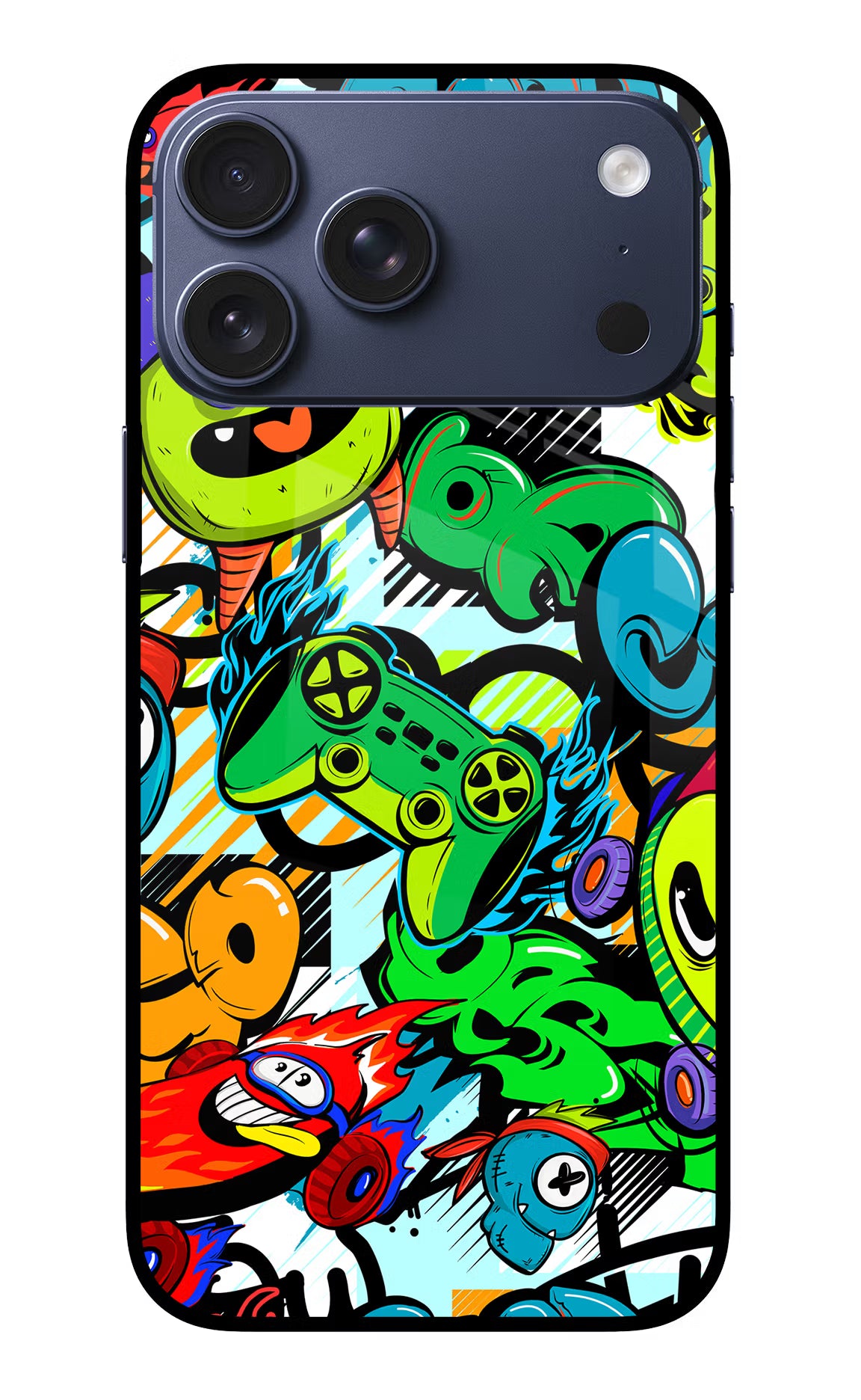 Game Doodle iPhone 17 Pro Max Glass Case Back Cover by Casekaro