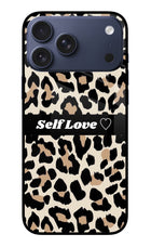 Leopard Print Self Love iPhone 17 Pro Max Glass Case