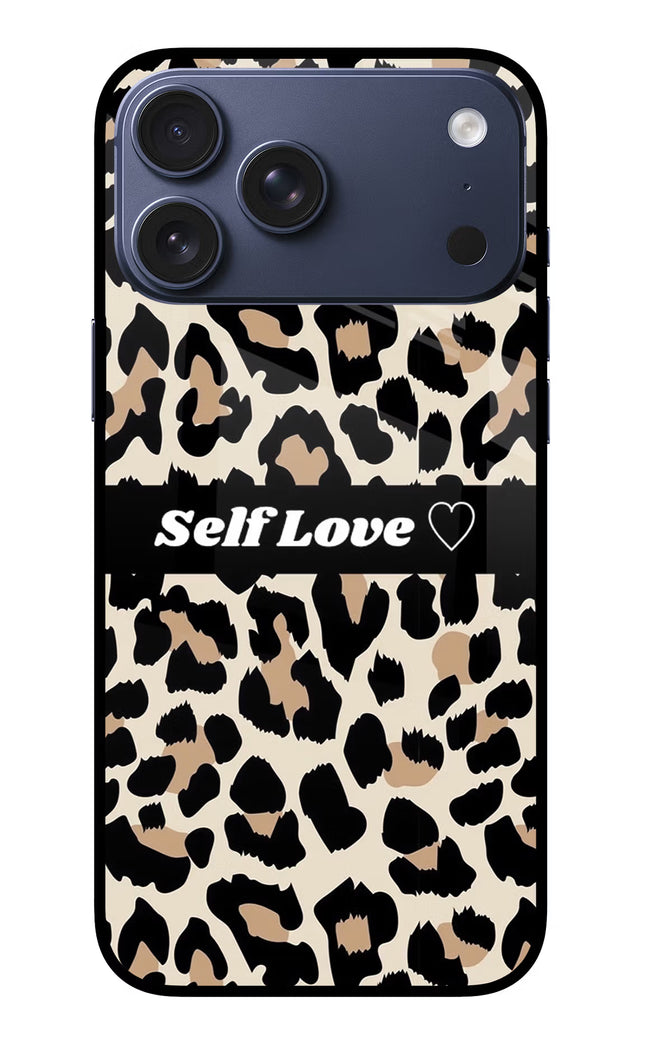 Leopard Print Self Love iPhone 17 Pro Max Glass Case