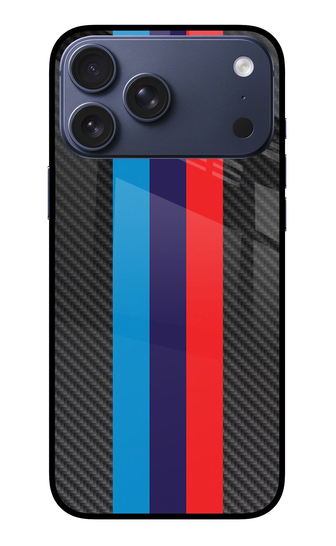 BMW Stripes Pattern iPhone 17 Pro Max Glass Case Back Cover by Casekaro