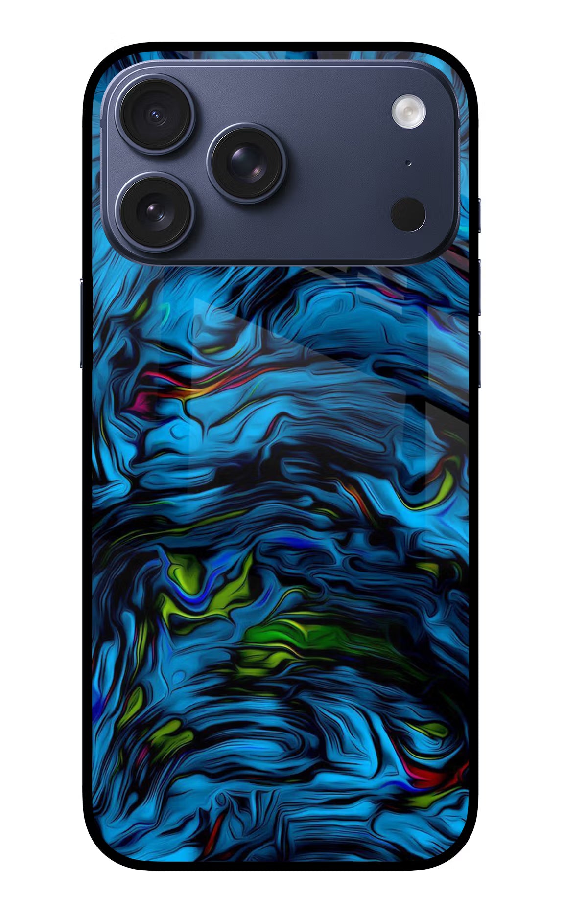 Dark Blue Abstract iPhone 17 Pro Max Glass Case