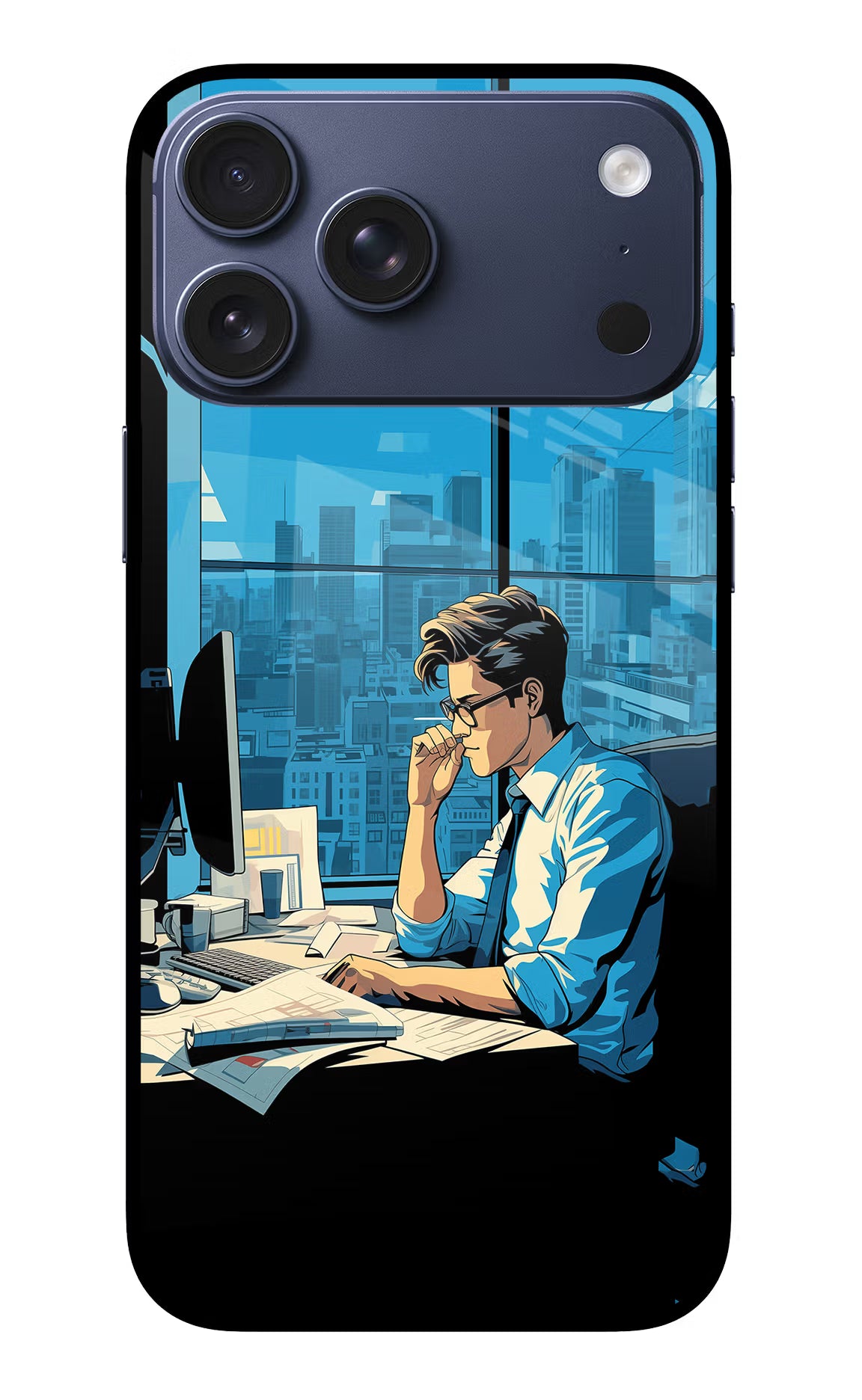 Focused Hustler (AI Generated) iPhone 17 Pro Max Glass Case Back Cover by Casekaro