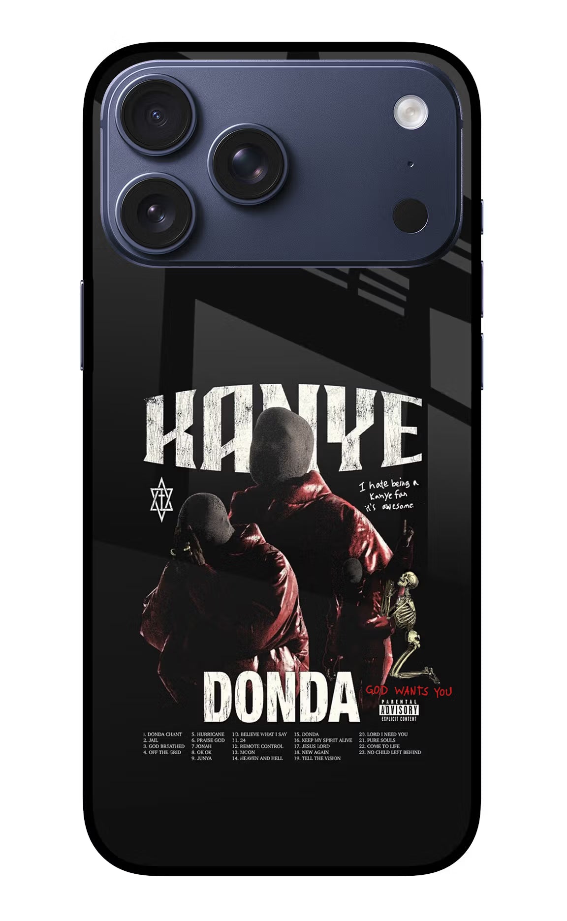 Donda Kanye West iPhone 17 Pro Max Glass Case Back Cover by Casekaro