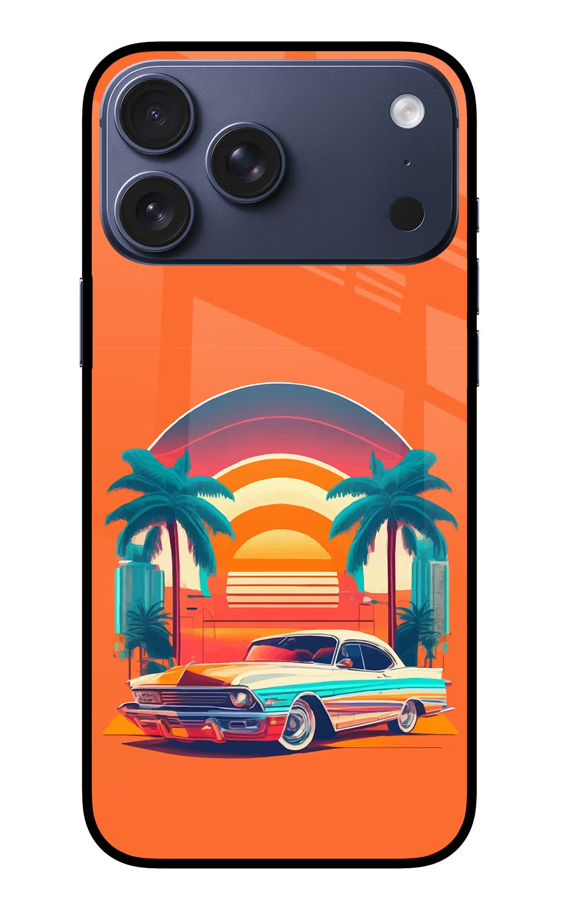 Palm Drive 80s iPhone 17 Pro Max Glass Case Back Cover by Casekaro