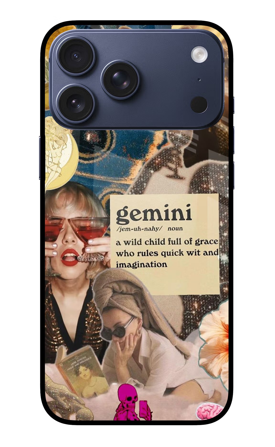 Gemini Zodiac iPhone 17 Pro Max Glass Case Back Cover by Casekaro