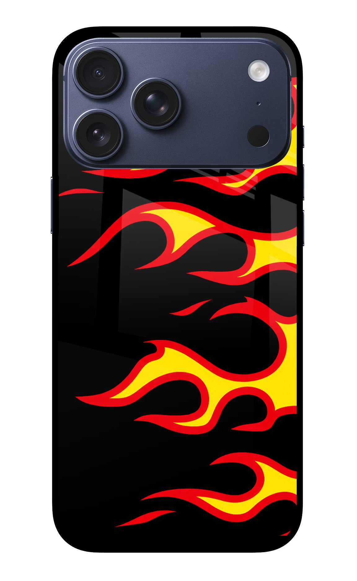 Side Sweep Flames iPhone 17 Pro Max Glass Case Back Cover by Casekaro