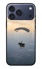 Skydiving Cow iPhone 17 Pro Max Glass Case