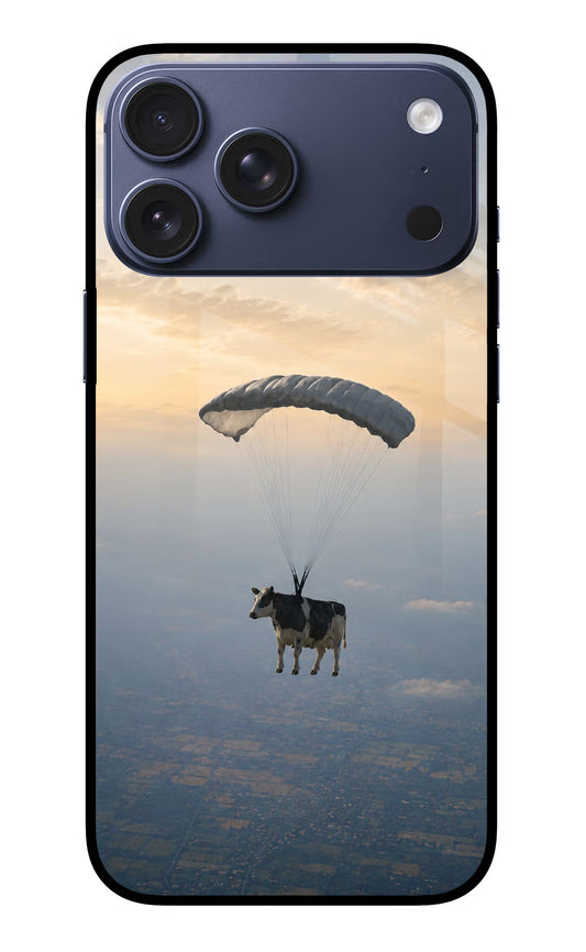 Skydiving Cow iPhone 17 Pro Max Glass Case