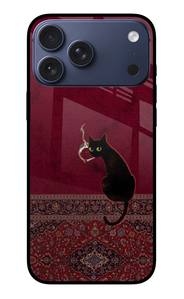 Midnight Cat iPhone 17 Pro Max Glass Case
