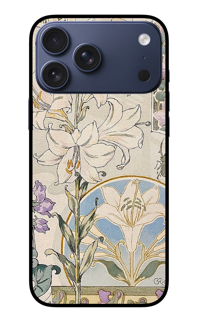 White Lily iPhone 17 Pro Max Glass Case
