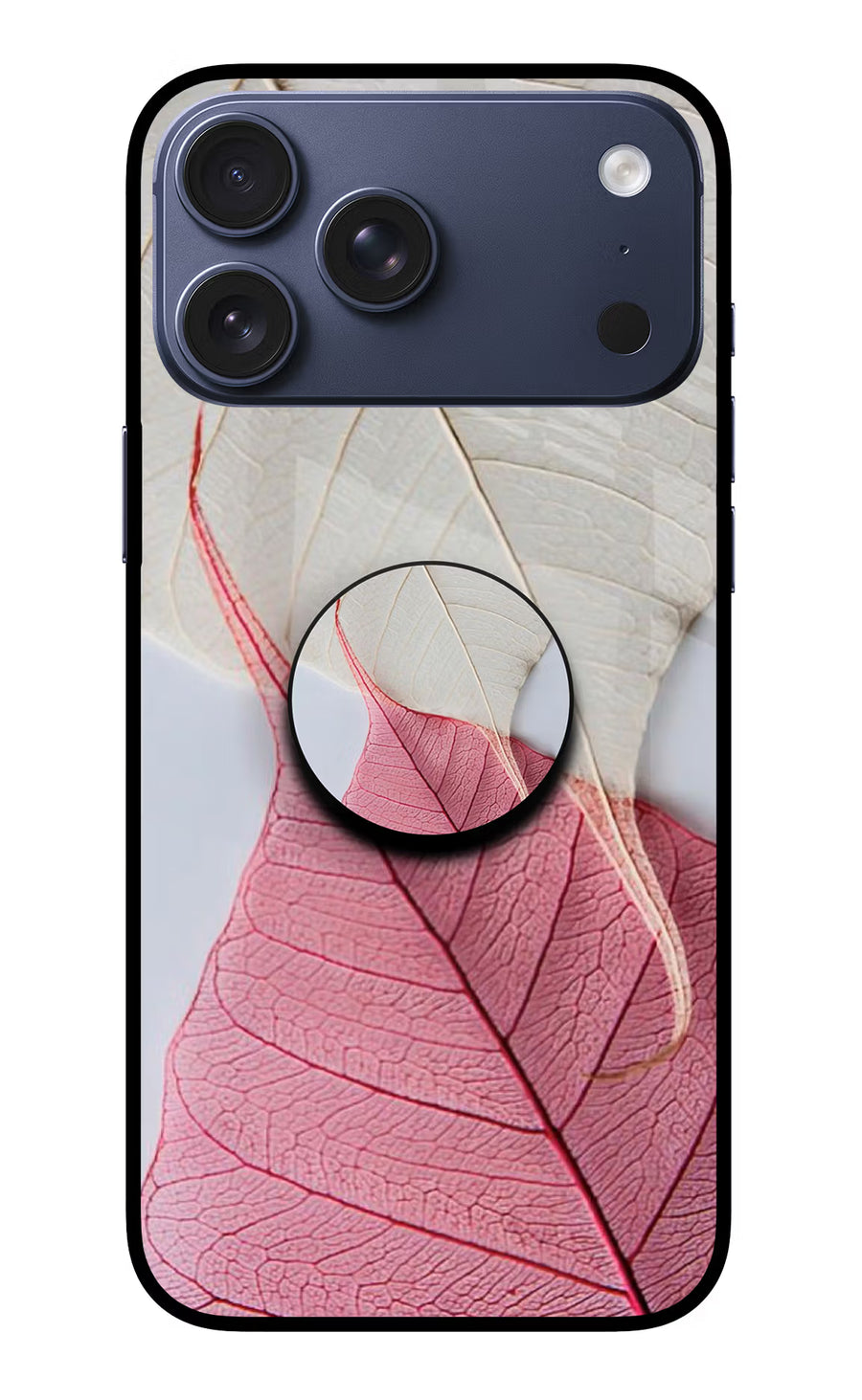 White Pink Leaf iPhone 17 Pro Max Pop Case, Metal case