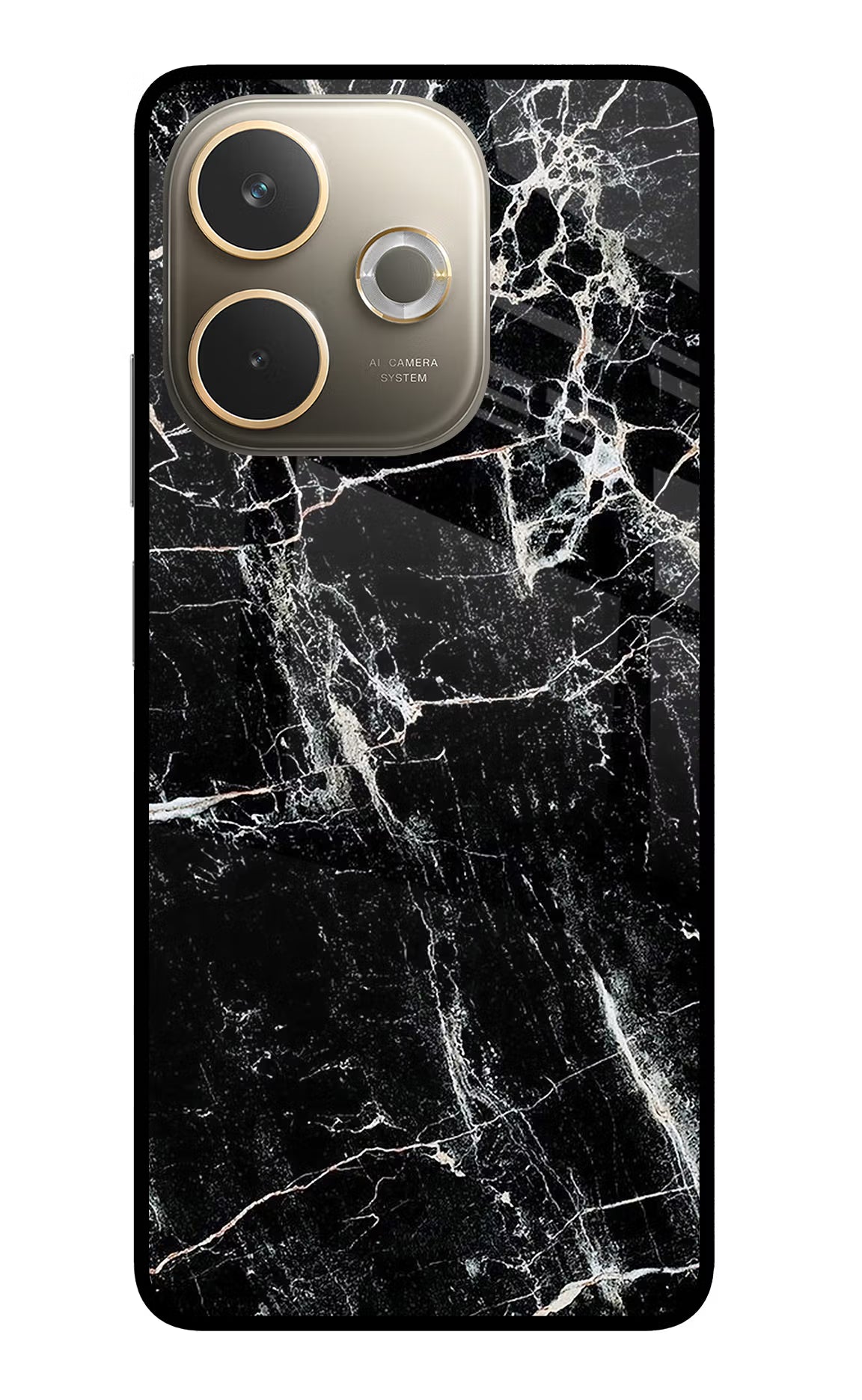 Black Marble Texture Oppo A5 Pro 5G Glass Case Back Cover by Casekaro