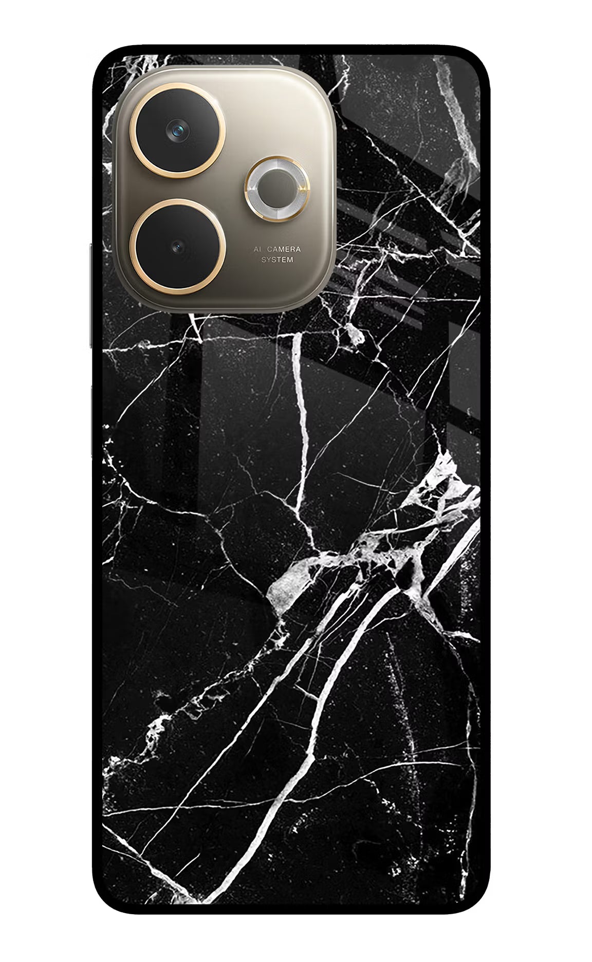 Black Marble Pattern Oppo A5 Pro 5G Glass Case Back Cover by Casekaro