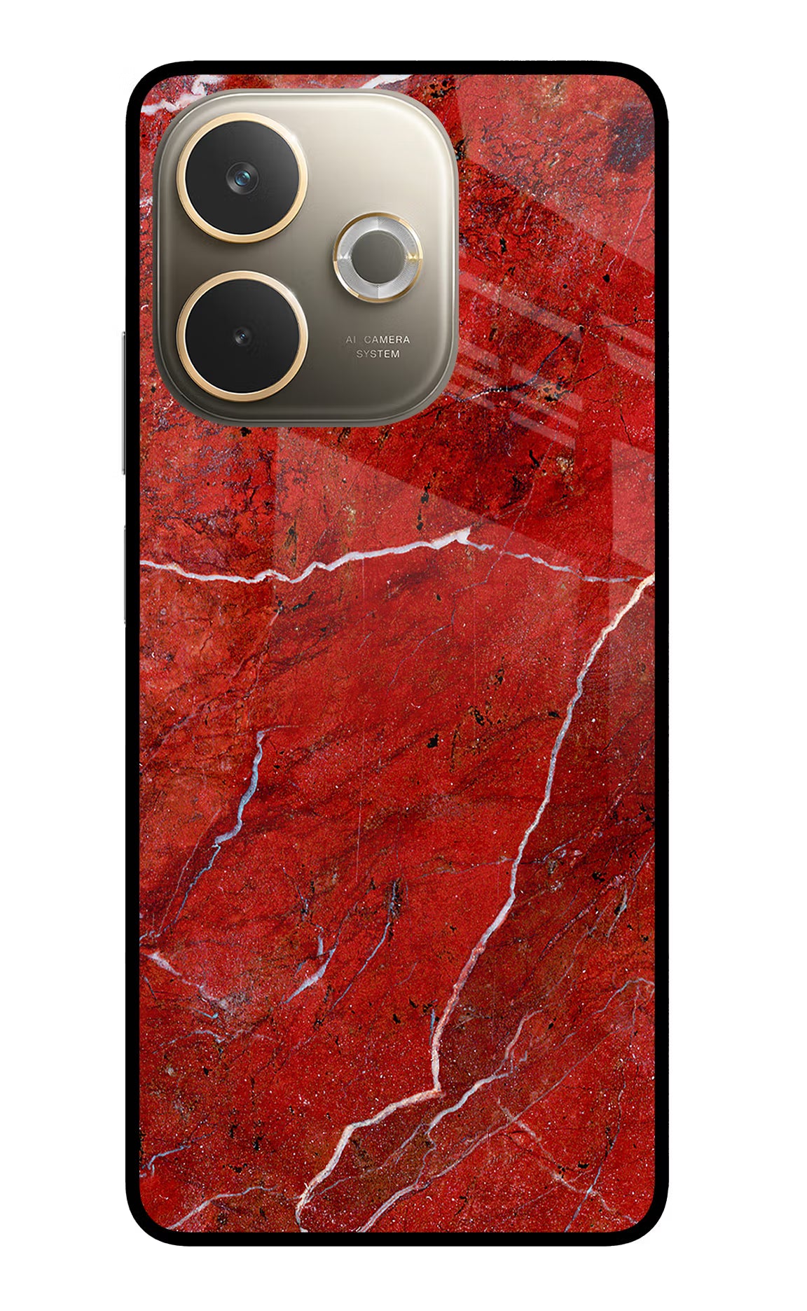 Red Marble Design Oppo A5 Pro 5G Glass Case Back Cover by Casekaro