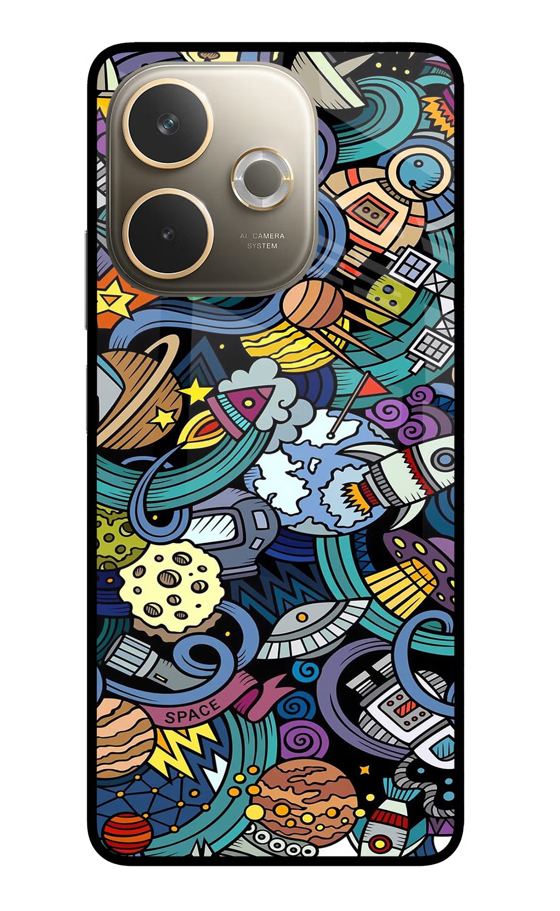 Space Abstract Oppo A5 Pro 5G Glass Case Back Cover by Casekaro