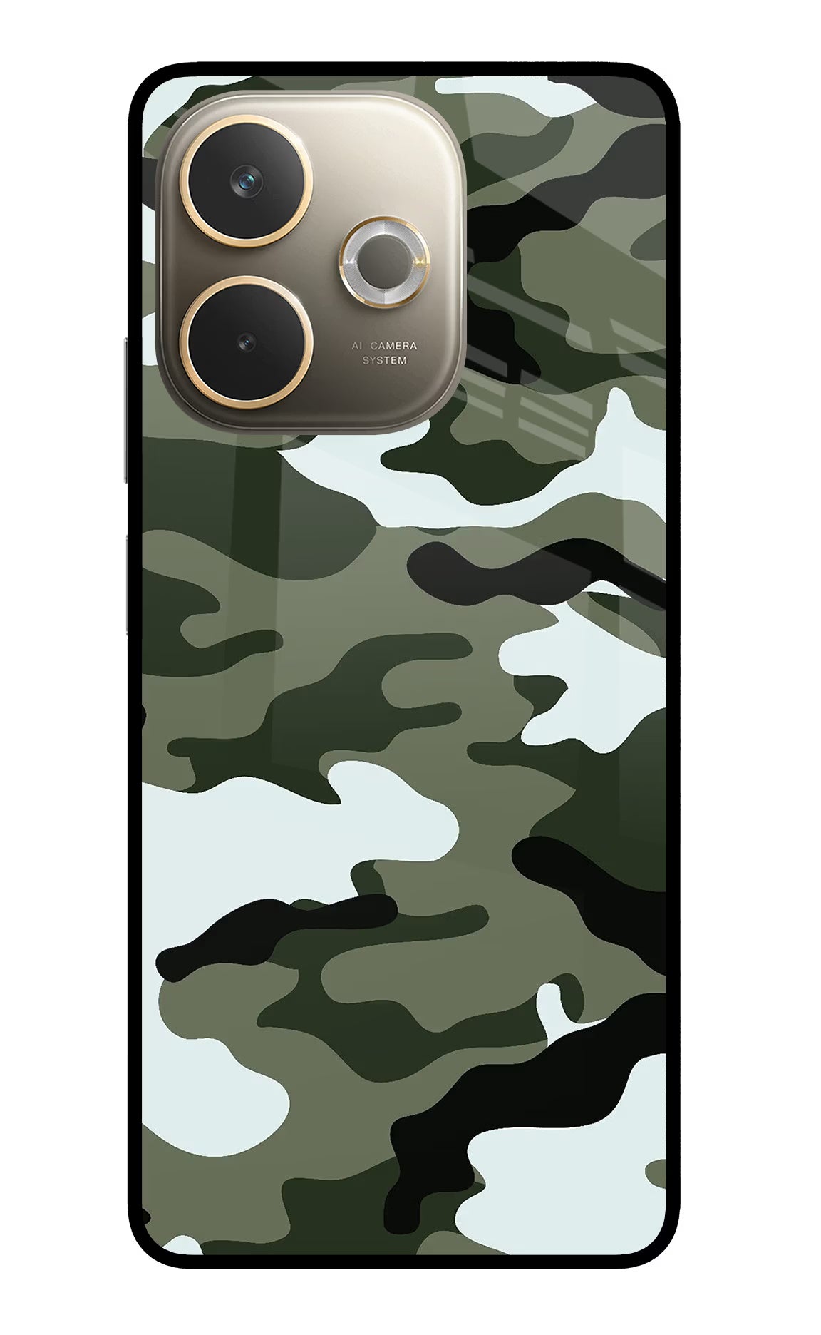 Camouflage Oppo A5 Pro 5G Glass Case Back Cover by Casekaro