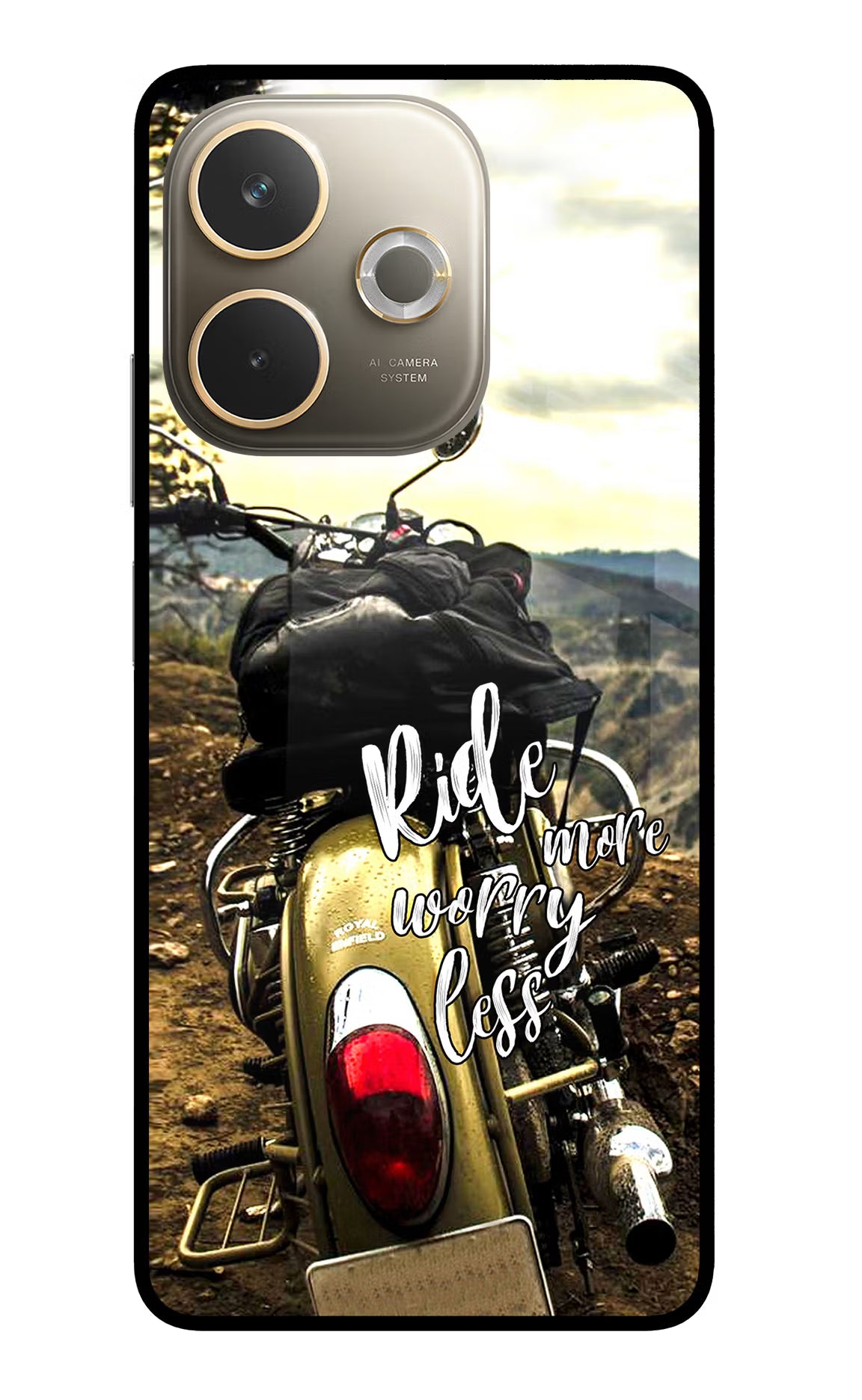 Ride More Worry Less Oppo A5 Pro 5G Glass Case Back Cover by Casekaro