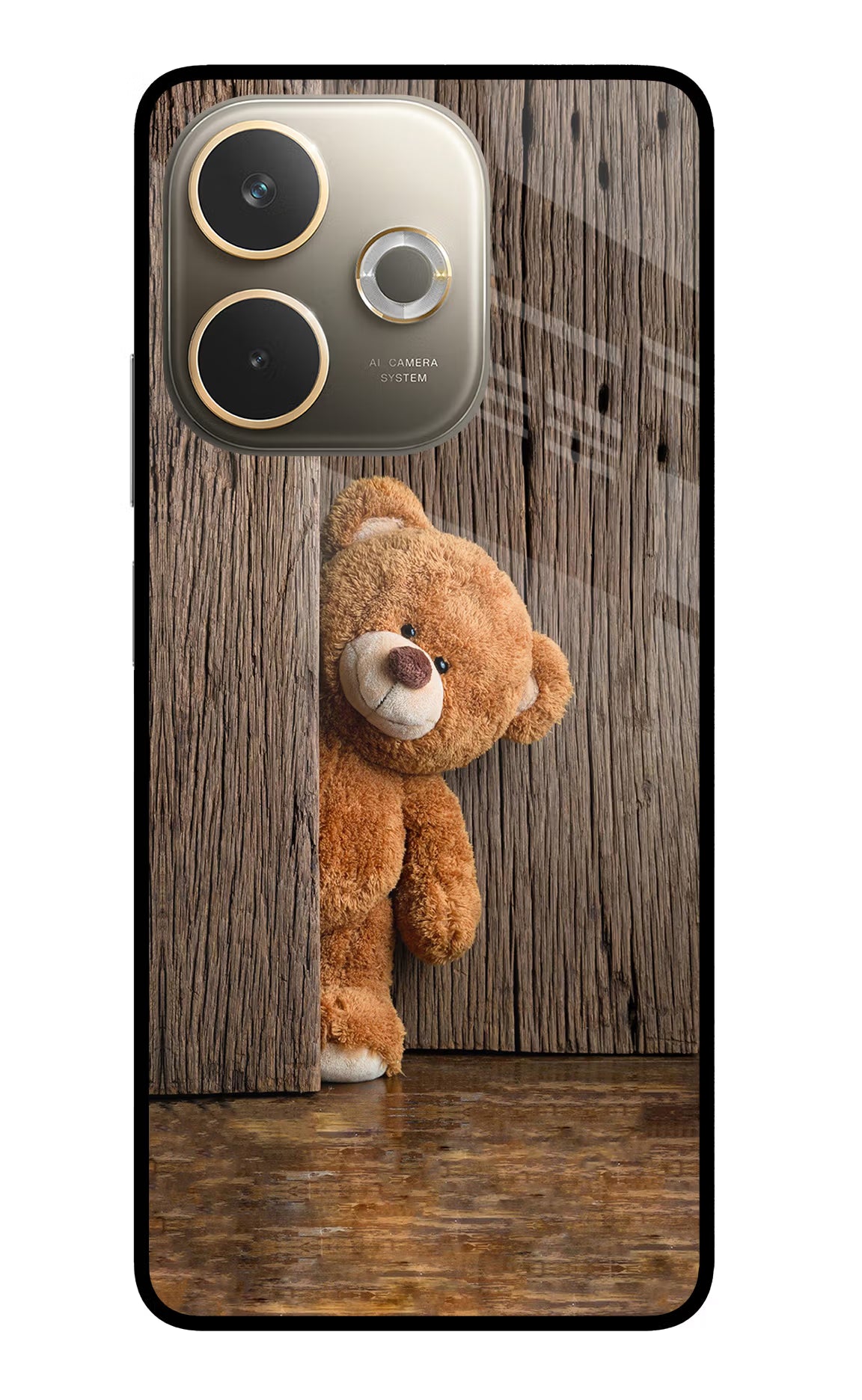 Teddy Wooden Oppo A5 Pro 5G Glass Case Back Cover by Casekaro