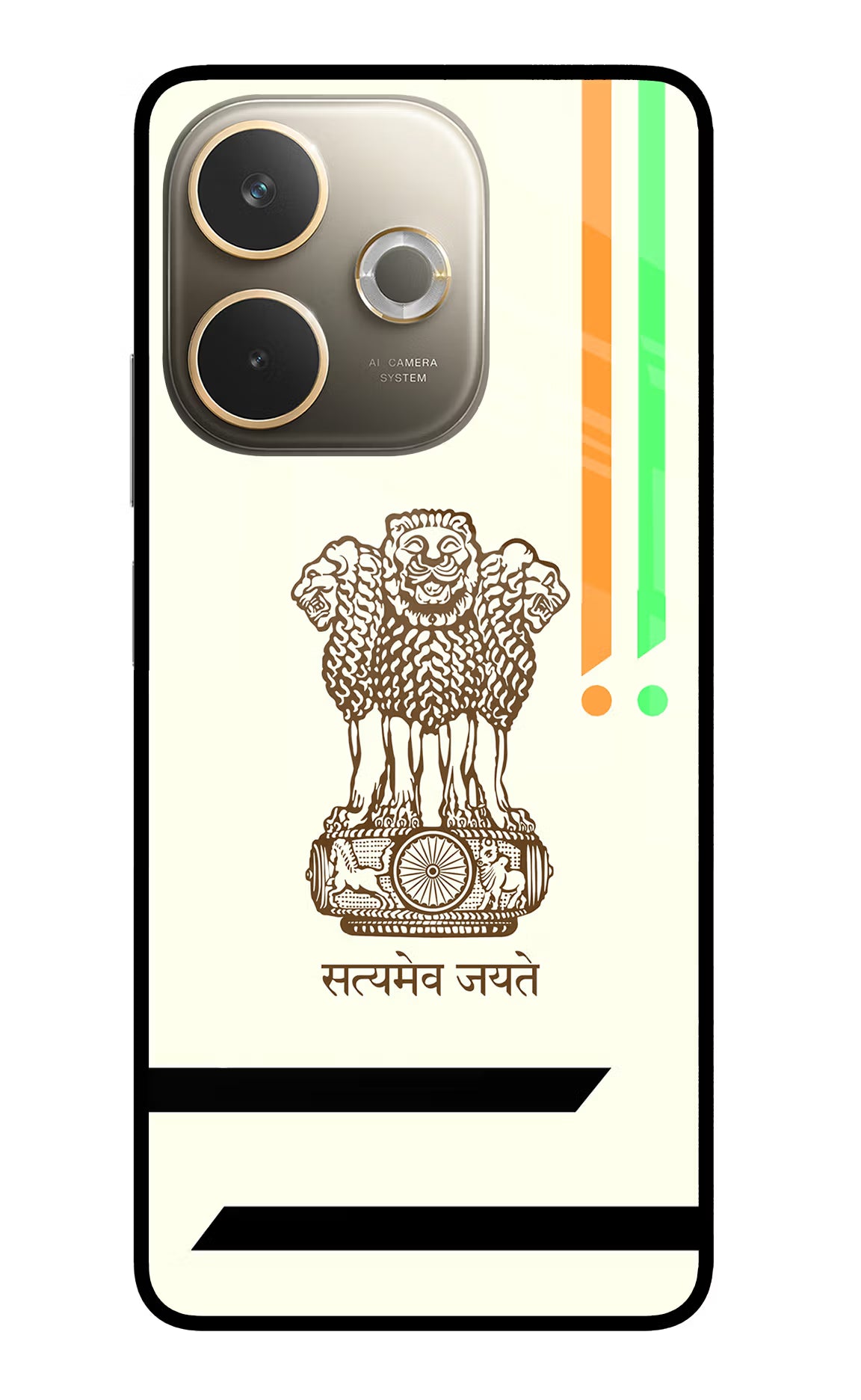 Satyamev Jayate Brown Logo Oppo A5 Pro 5G Glass Case Back Cover by Casekaro