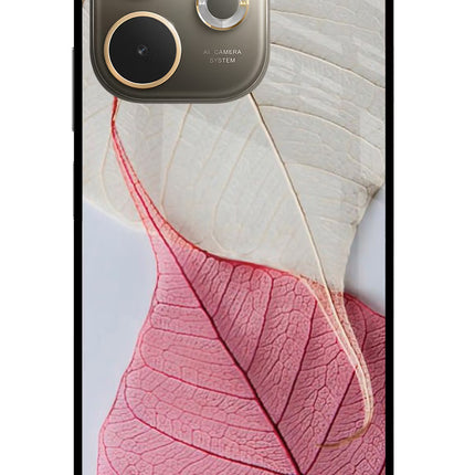 White Pink Leaf Oppo A5 Pro 5G Glass Case