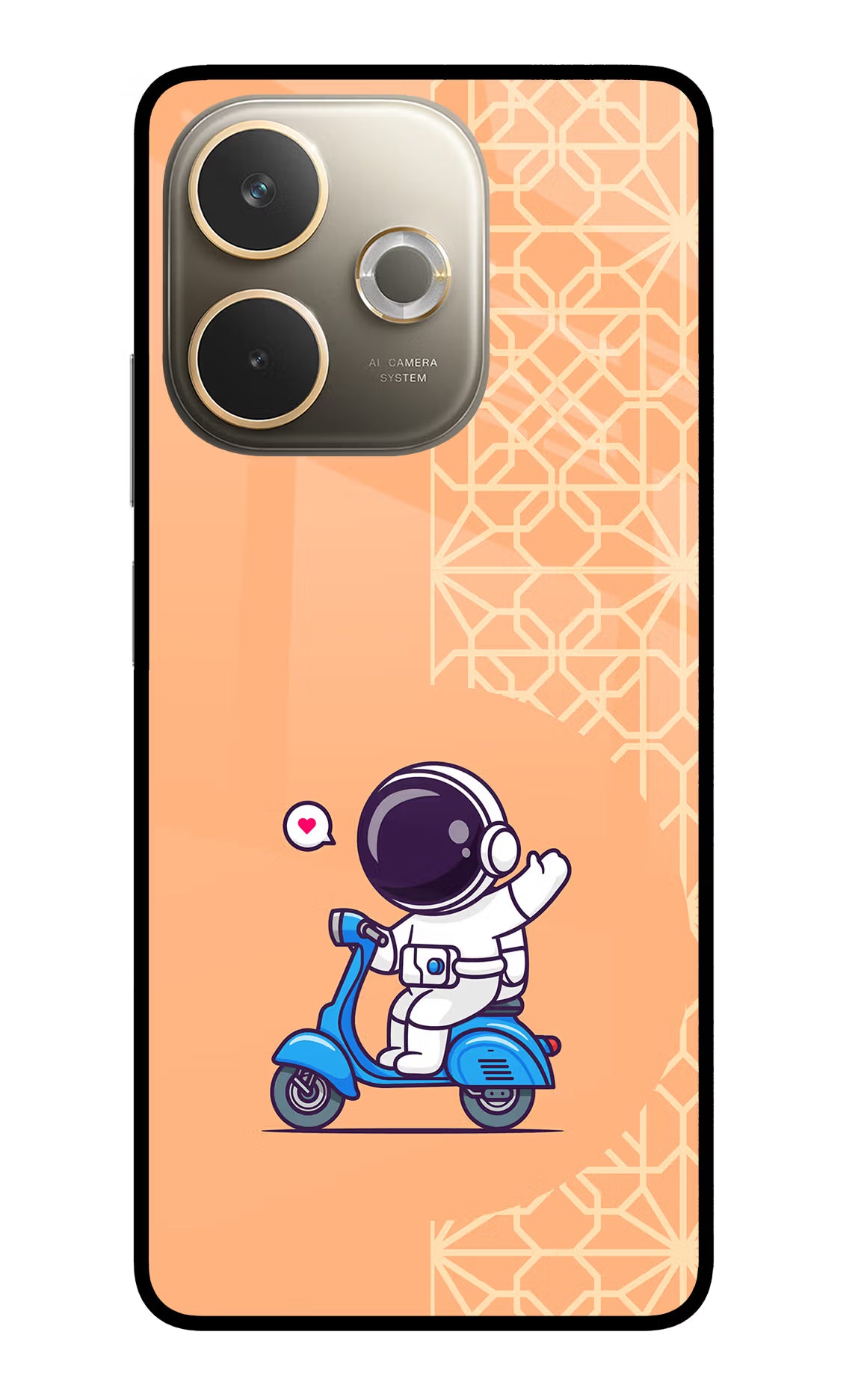 Cute Astronaut Riding Oppo A5 Pro 5G Glass Case Back Cover by Casekaro
