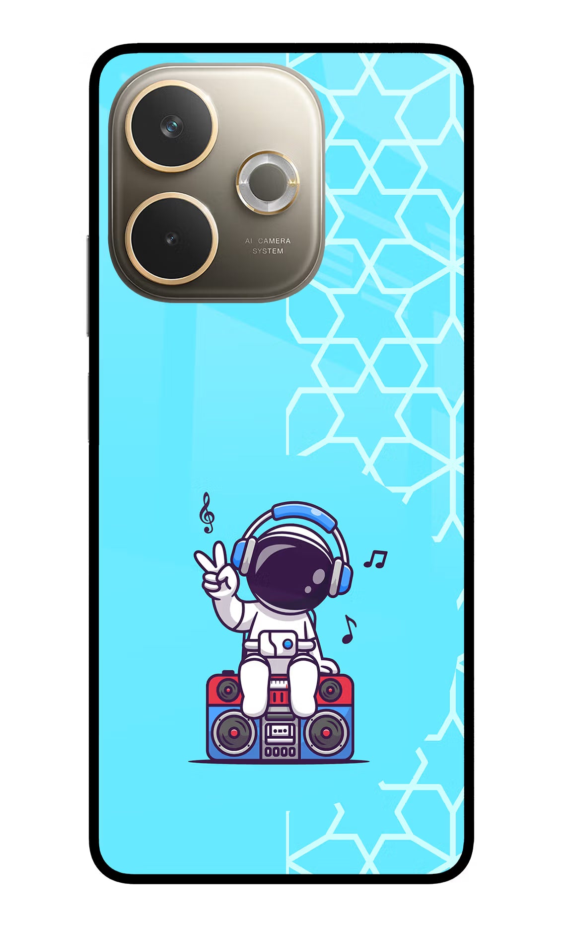 Cute Astronaut Chilling Oppo A5 Pro 5G Glass Case Back Cover by Casekaro
