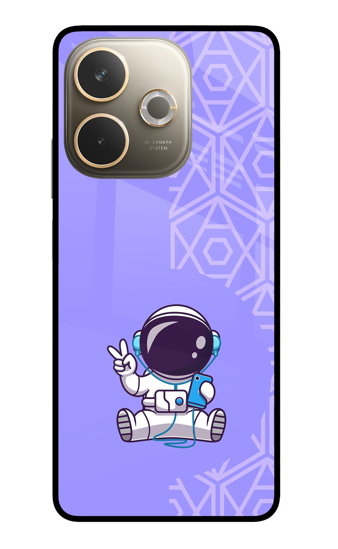 Cute Astronaut Chilling Oppo A5 Pro 5G Glass Case Back Cover by Casekaro