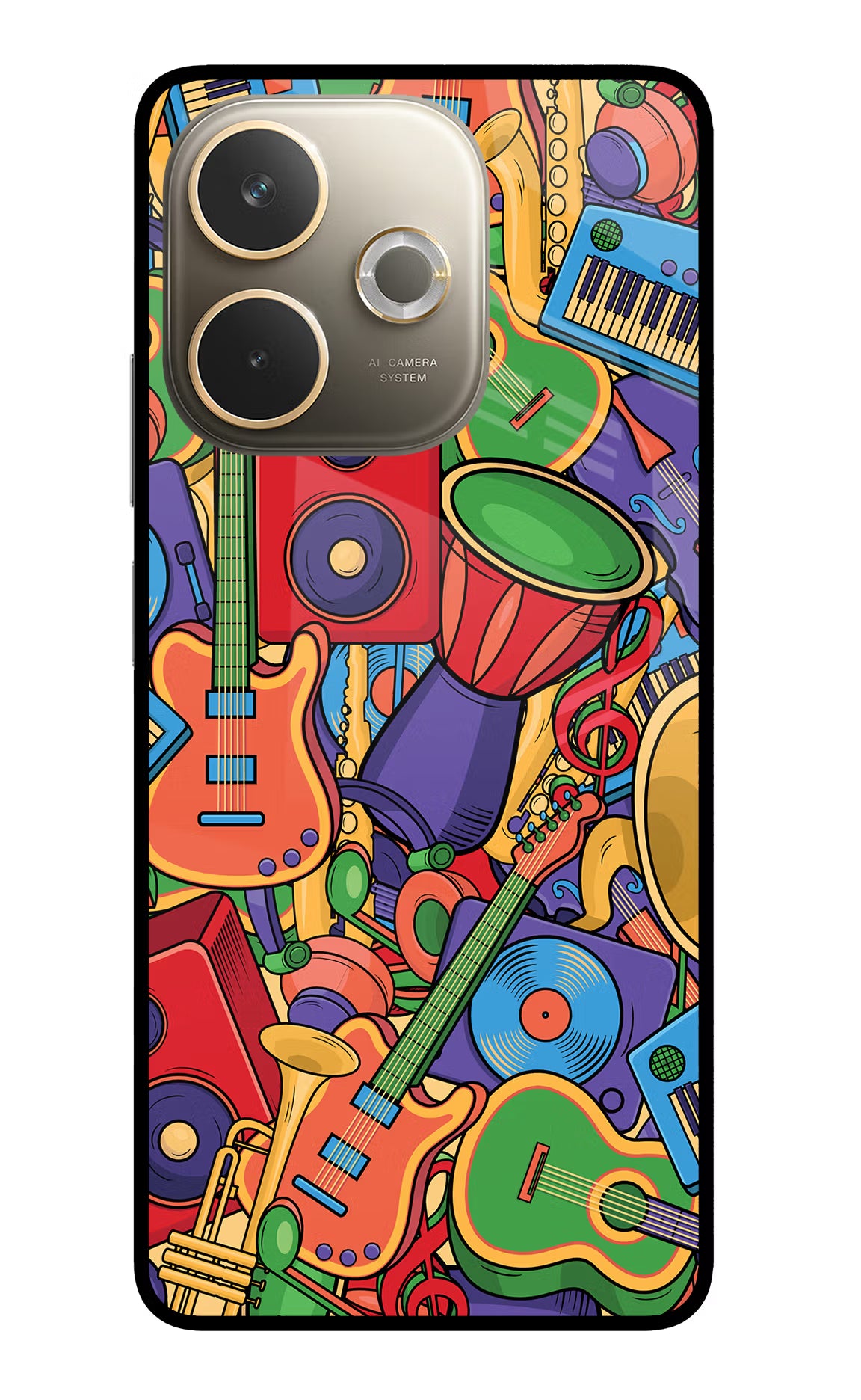 Music Instrument Doodle Oppo A5 Pro 5G Glass Case Back Cover by Casekaro