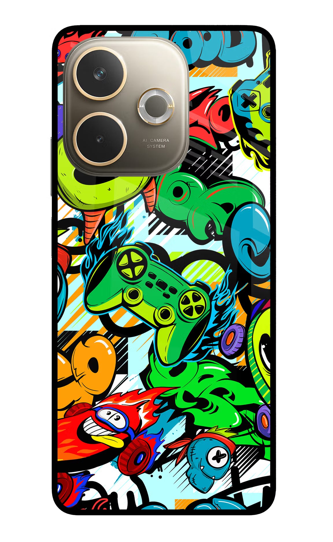 Game Doodle Oppo A5 Pro 5G Glass Case Back Cover by Casekaro