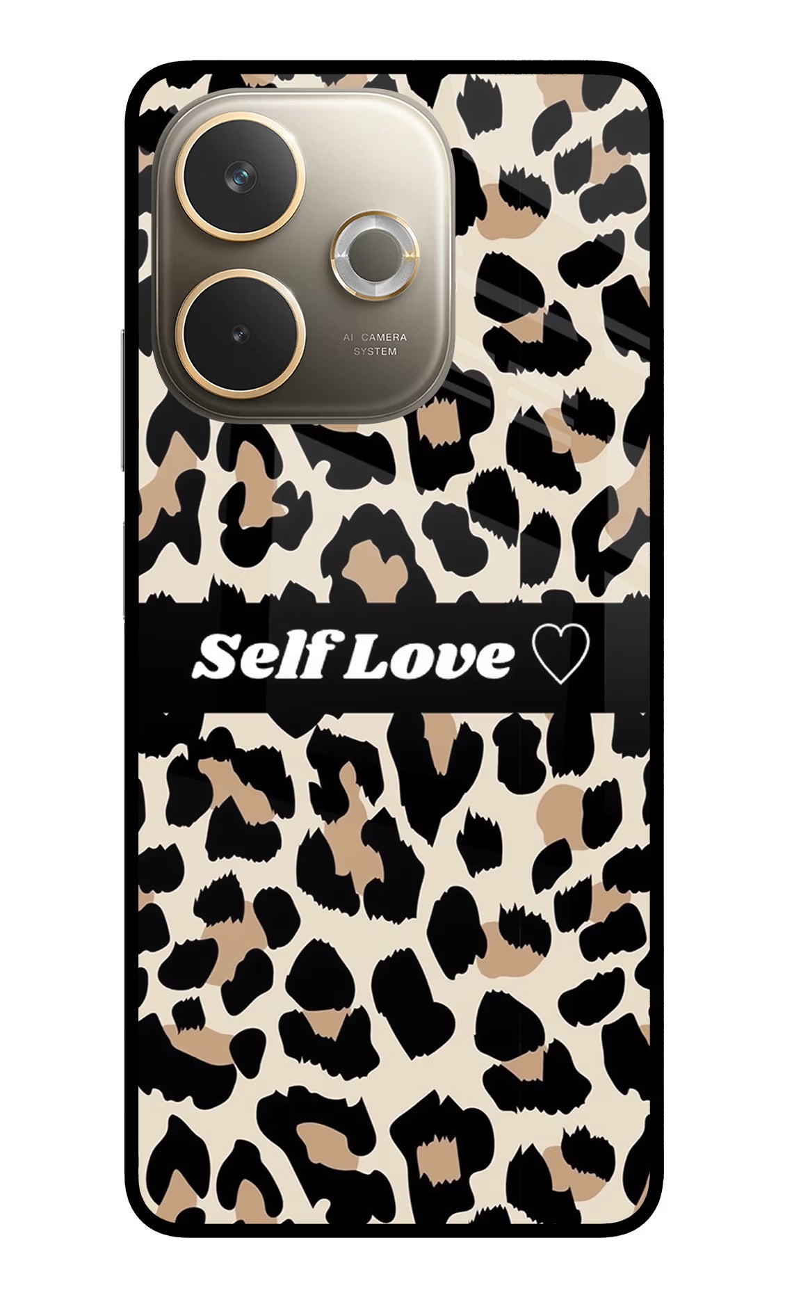 Leopard Print Self Love Oppo A5 Pro 5G Glass Case Back Cover by Casekaro