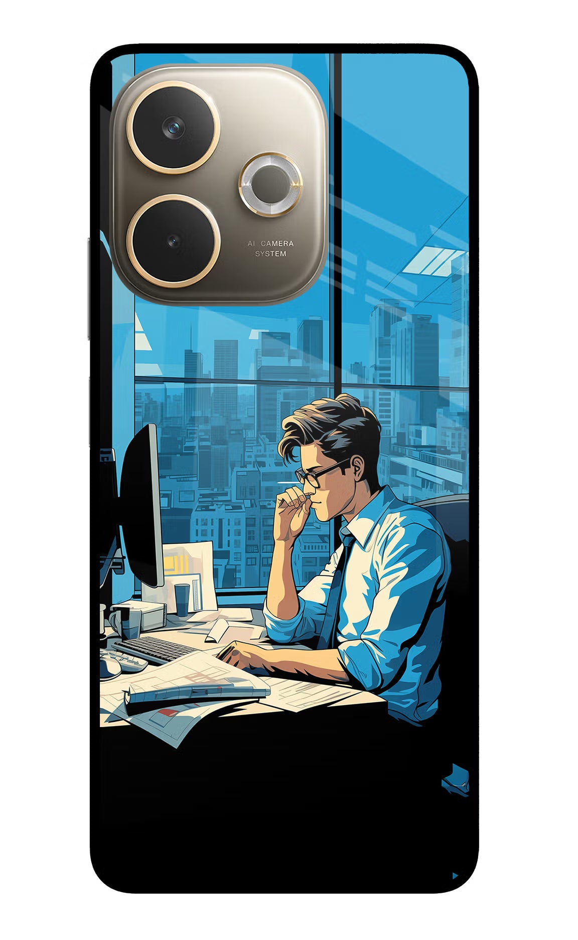 Focused Hustler (AI Generated) Oppo A5 Pro 5G Glass Case Back Cover by Casekaro