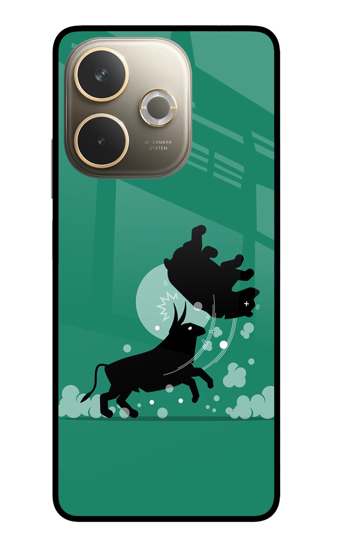 Bull Conqueror Oppo A5 Pro 5G Glass Case Back Cover by Casekaro