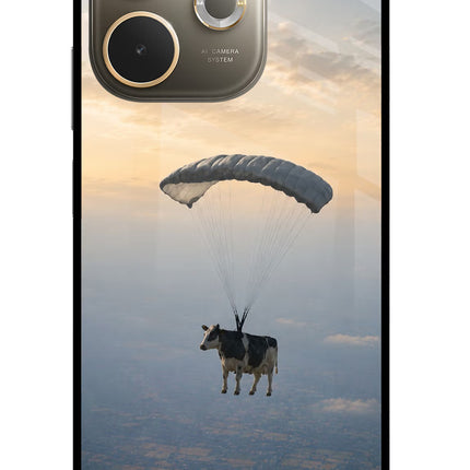 Skydiving Cow Oppo A5 Pro 5G Glass Case