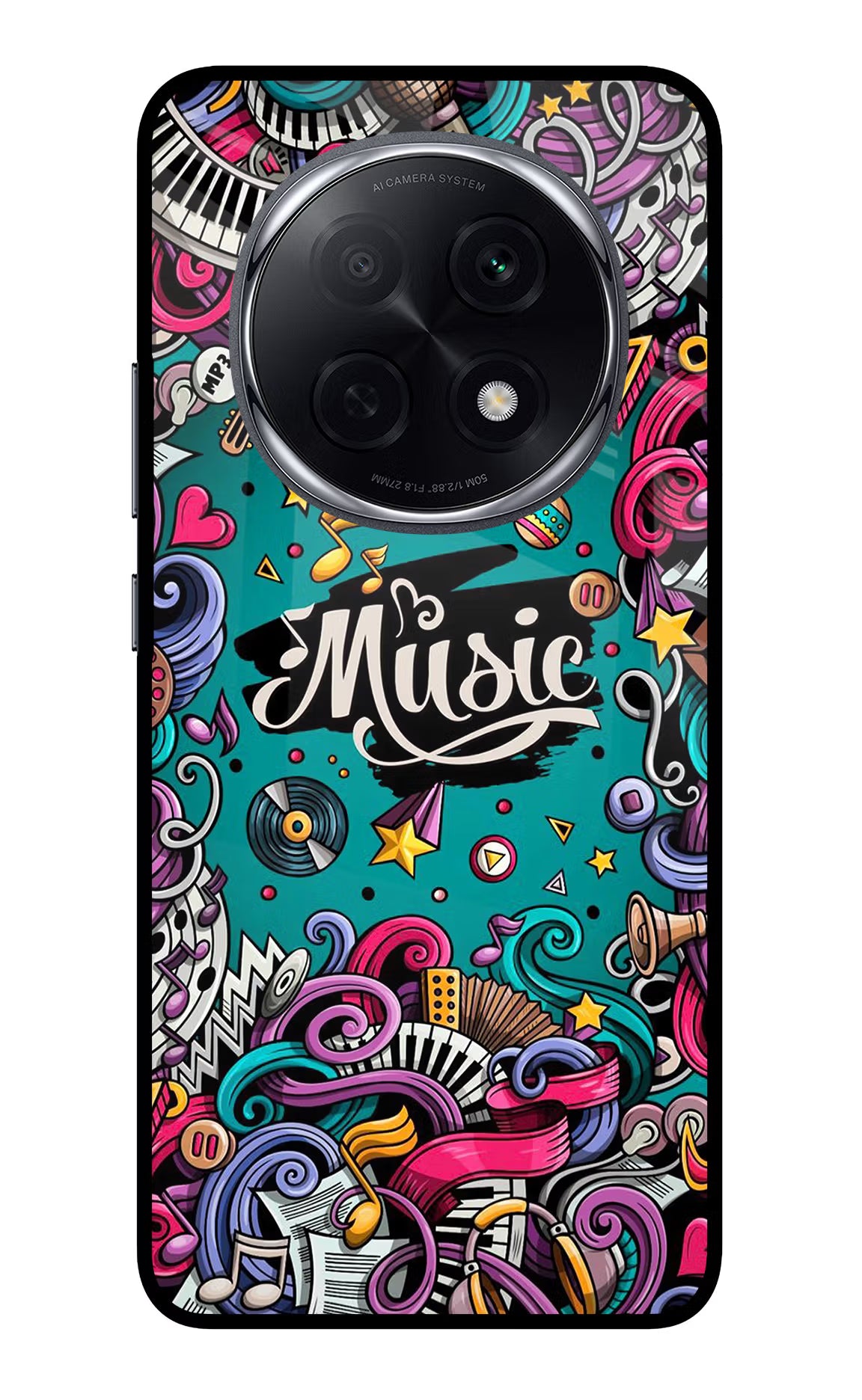 Music Graffiti Oppo F29 Pro 5G Glass Case Back Cover by Casekaro