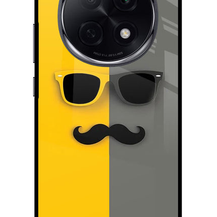 Sunglasses with Mustache Oppo F29 Pro 5G Glass Case Back Cover by Casekaro