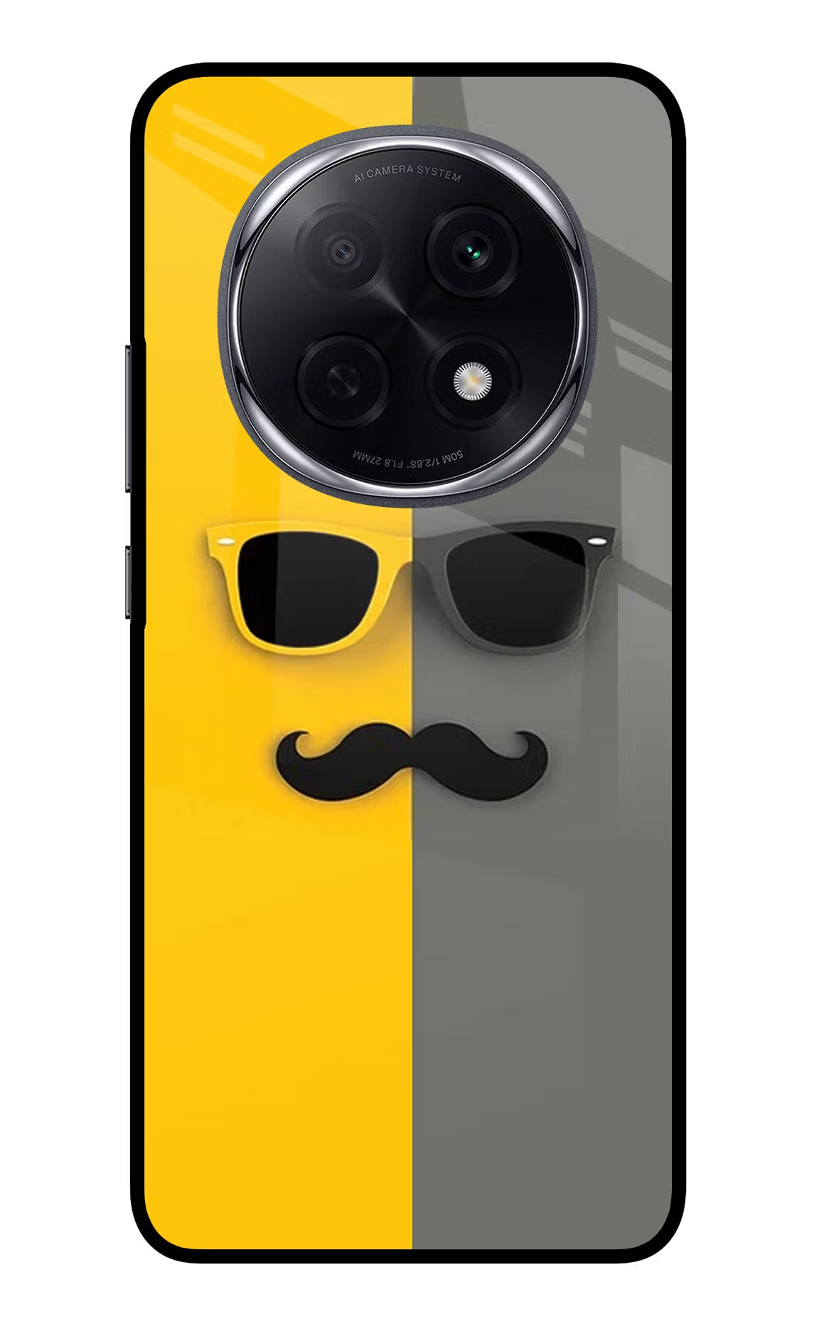Sunglasses with Mustache Oppo F29 Pro 5G Glass Case Back Cover by Casekaro