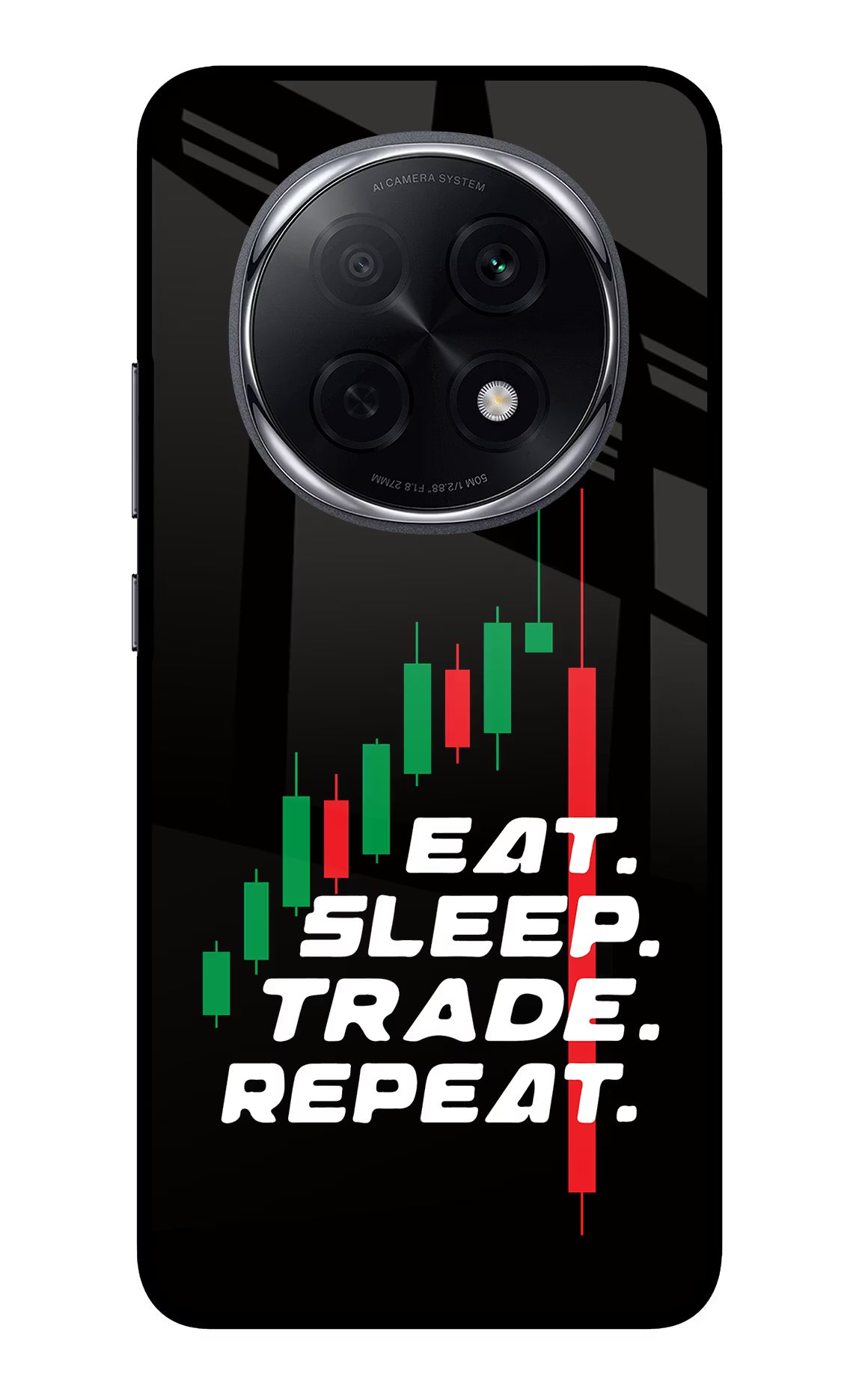 Eat Sleep Trade Repeat Oppo F29 Pro 5G Glass Case Back Cover by Casekaro