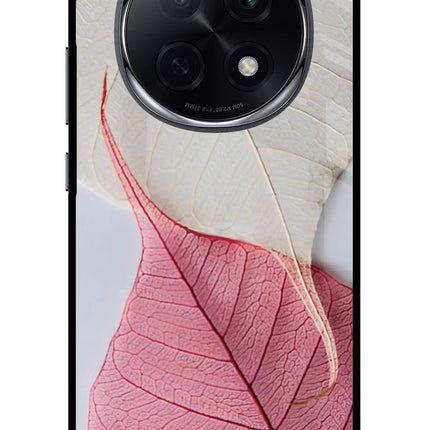 White Pink Leaf Oppo F29 Pro 5G Glass Case Back Cover by Casekaro