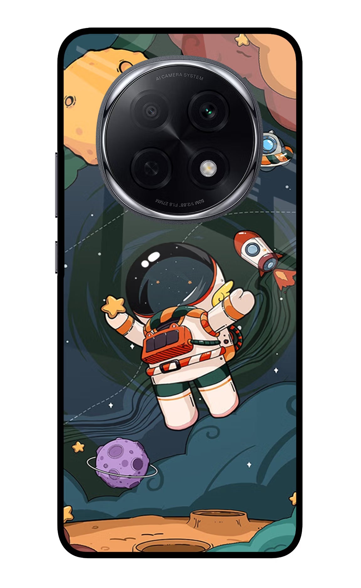 Cartoon Astronaut Oppo F29 Pro 5G Glass Case Back Cover by Casekaro
